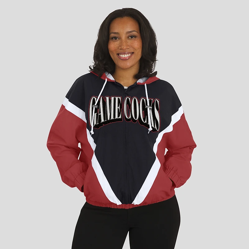 Veste coupe-vent à capuche entièrement zippée colorblock grenat/noir pour femme WEAR by Erin Andrews des Gamecocks de Caroline du Sud