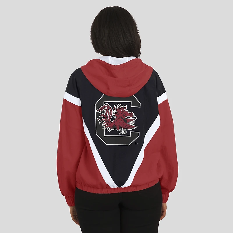 Veste coupe-vent à capuche entièrement zippée colorblock grenat/noir pour femme WEAR by Erin Andrews des Gamecocks de Caroline du Sud
