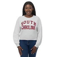 Women's ZooZatz Oatmeal South Carolina Gamecocks Chenille Cropped Sweatshirt