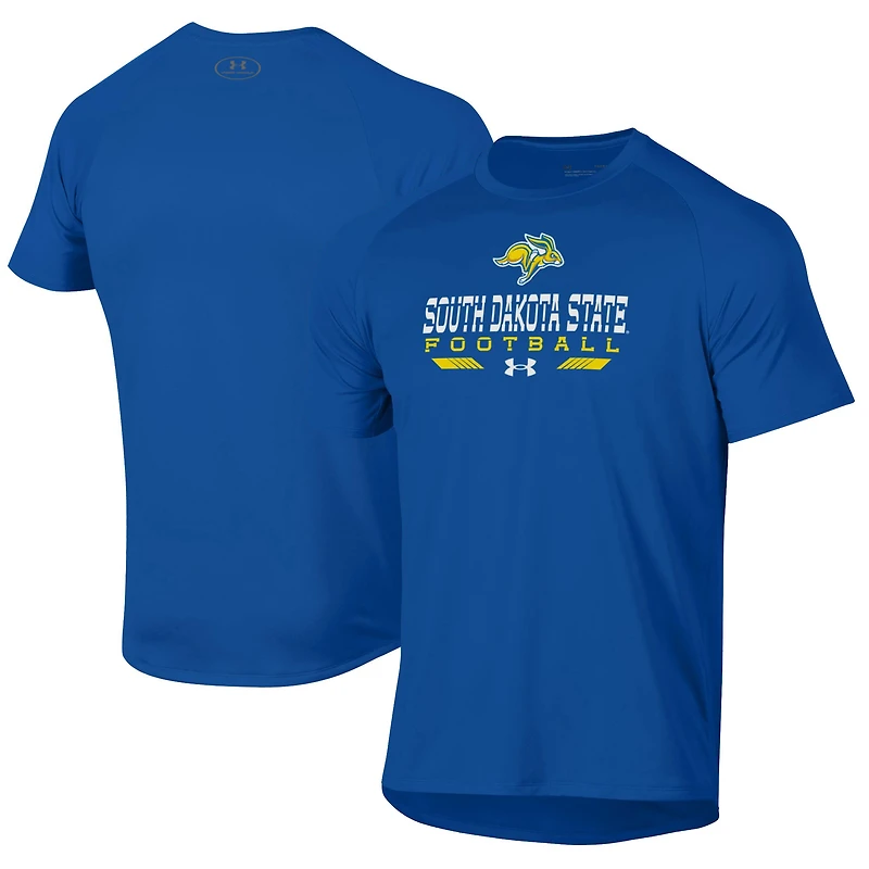 T-shirt technique de football américain Under Armour bleu pour homme, aux couleurs des Jackrabbits l'université d'État du Dakota Sud