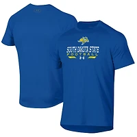 T-shirt technique de football américain Under Armour bleu pour homme, aux couleurs des Jackrabbits l'université d'État du Dakota Sud
