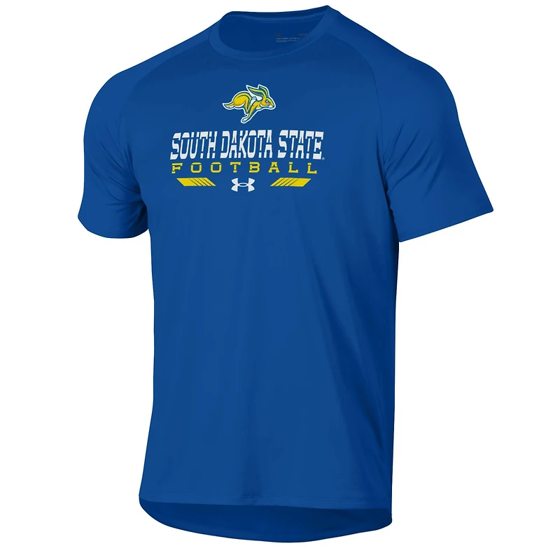 T-shirt technique de football américain Under Armour bleu pour homme, aux couleurs des Jackrabbits l'université d'État du Dakota Sud