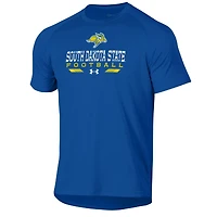 T-shirt technique de football américain Under Armour bleu pour homme, aux couleurs des Jackrabbits l'université d'État du Dakota Sud