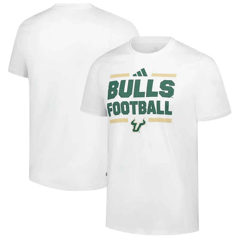 T-shirt de football adidas blanc pour homme des South Florida Bulls