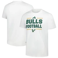 T-shirt de football adidas blanc pour homme des South Florida Bulls