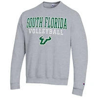 Sweat-shirt à capuche Champion gris pour homme, motif logo superposé, volley-ball, Eco Powerblend, des South Florida Bulls