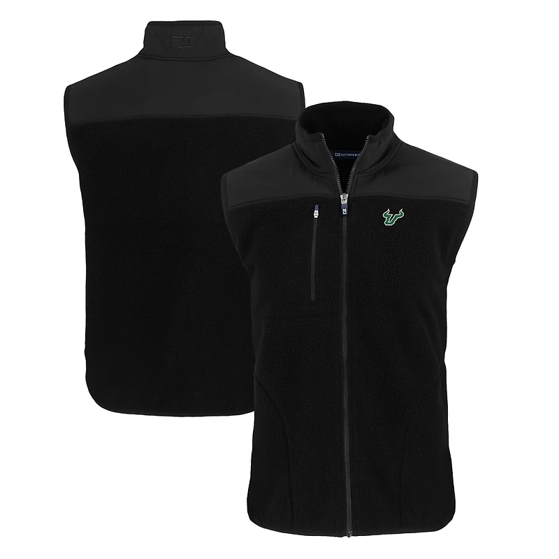 Gilet zippé en polaire Sherpa Cascade Eco pour homme, noir, Cutter & Buck, South Florida Bulls