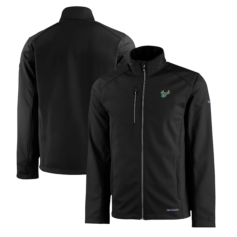 Veste zippée intégrale recyclée Evoke Eco Softshell pour homme, noire, des South Florida Bulls, Cutter & Buck