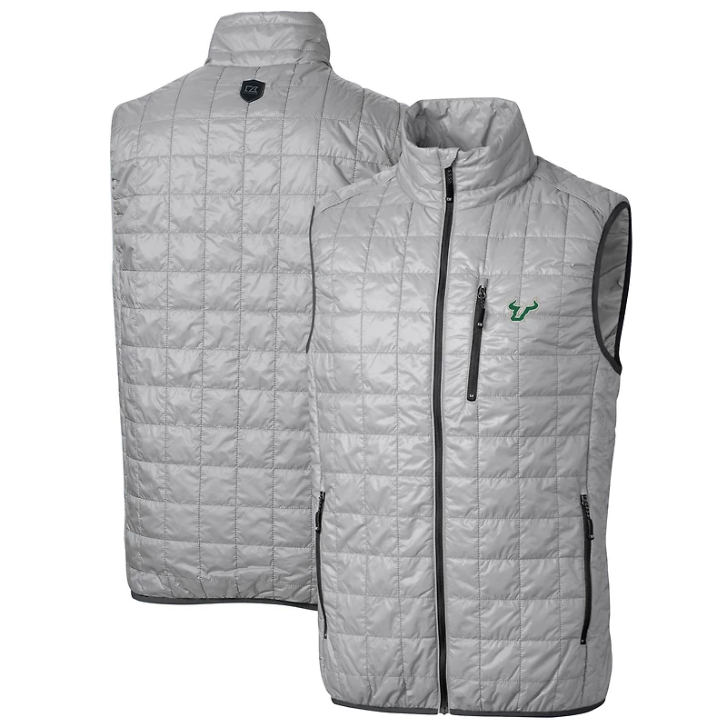Gilet matelassé Rainier PrimaLoft Eco à fermeture éclair intégrale pour homme, gris, des South Florida Bulls, de taille grande et
