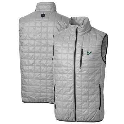 Gilet matelassé Rainier PrimaLoft Eco à fermeture éclair intégrale pour homme, gris, des South Florida Bulls, de taille grande et
