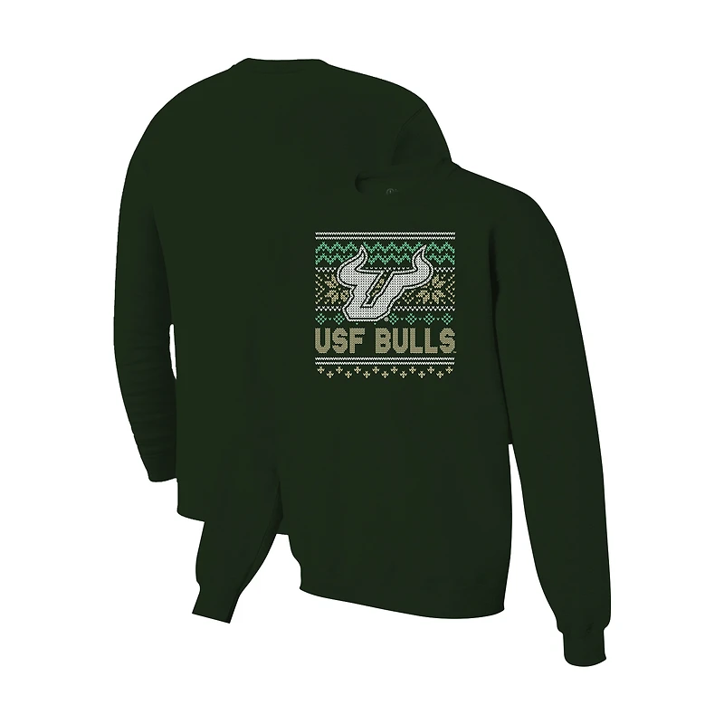 Men's Green South Florida Bulls Holiday Fleece Crewneck Sweatshirt