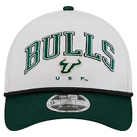 Men's New Era White/Green South Florida Bulls Arch Two-Tone Rope 9FORTY A-Frame M-Crown Adjustable Hat