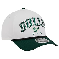 Men's New Era White/Green South Florida Bulls Arch Two-Tone Rope 9FORTY A-Frame M-Crown Adjustable Hat