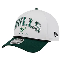 Men's New Era White/Green South Florida Bulls Arch Two-Tone Rope 9FORTY A-Frame M-Crown Adjustable Hat