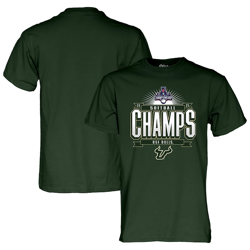 T-shirt unisexe bleu 84 vert des South Florida Bulls, champions du tournoi de softball la conférence AAC 2025
