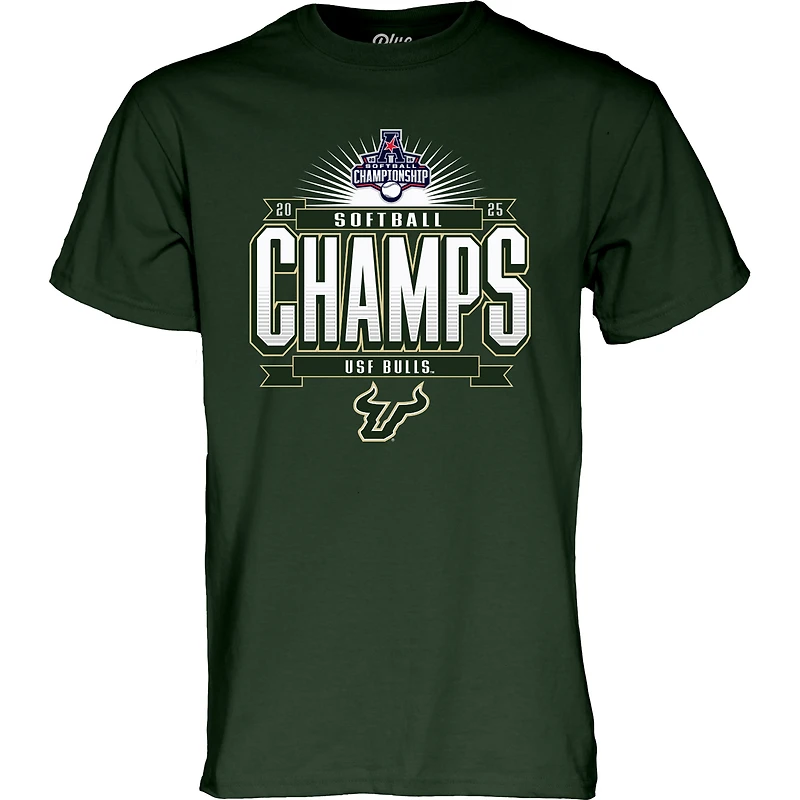 T-shirt unisexe bleu 84 vert des South Florida Bulls, champions du tournoi de softball la conférence AAC 2025