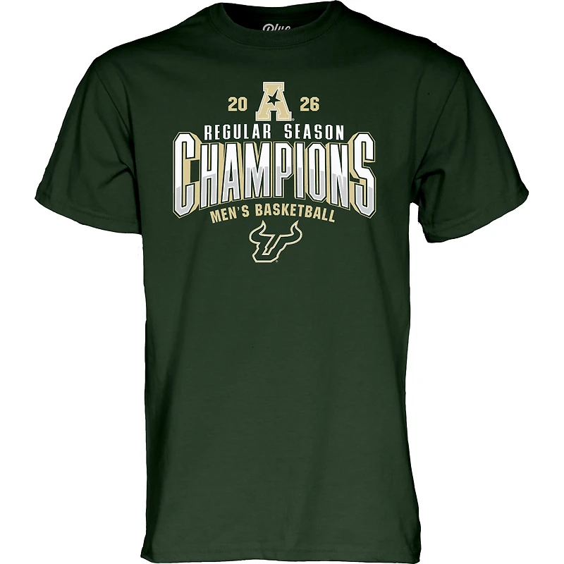 Unisex Blue 84 Green South Florida Bulls 2026 American Conference Men's Basketball Regular Season Champions Locker Room T-Shirt