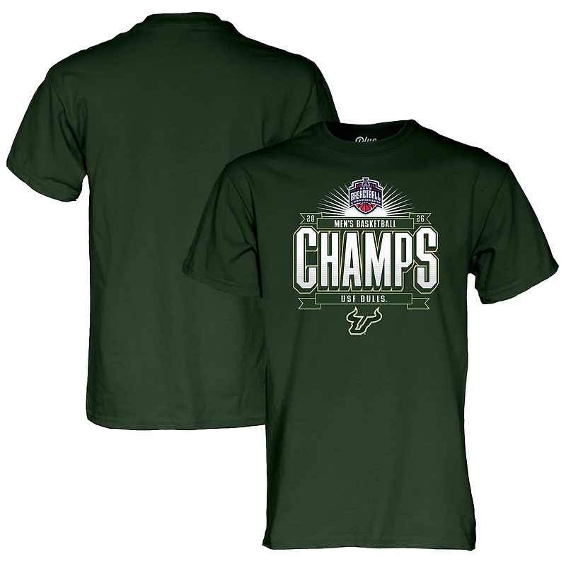 T-shirt unisexe bleu 84 vert South Florida Bulls, champions du tournoi de basketball masculin la Conférence américaine 2026