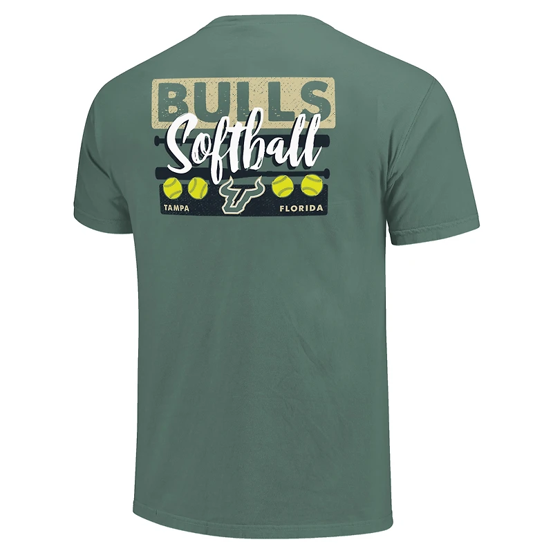 T-shirt unisexe, vert, sud de la Floride, Bulls, Gritty Softball Bats, couleurs confortables