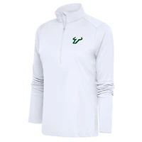 Haut demi-zippé Antigua White Tribute pour femme, équipe des South Florida Bulls