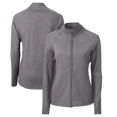Women's Cutter & Buck  Heather Black South Florida Bulls Adapt Eco Knit Recycled Full-Zip Jacket