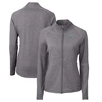 Women's Cutter & Buck  Heather Black South Florida Bulls Adapt Eco Knit Recycled Full-Zip Jacket
