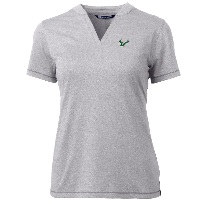 Women's Cutter & Buck Heather Gray South Florida Bulls Forge Blade V-Neck Top