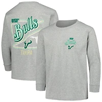 T-shirt gris à manches longues avec script rétro des Bulls de Floride du Sud pour jeunes