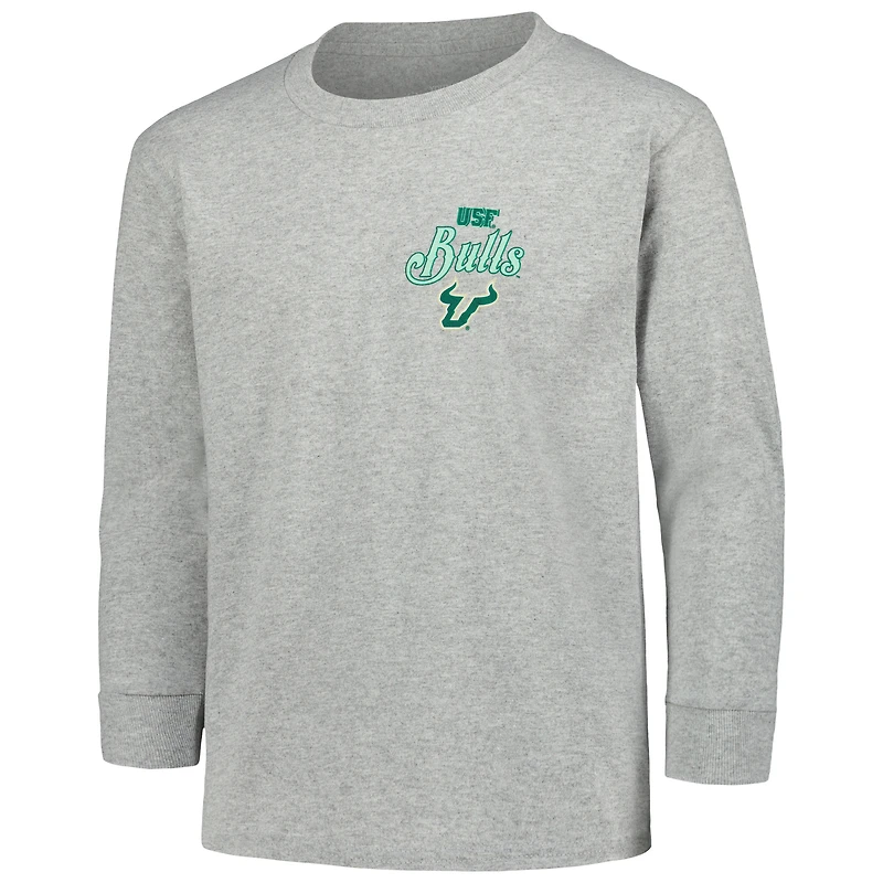 T-shirt gris à manches longues avec script rétro des Bulls de Floride du Sud pour jeunes