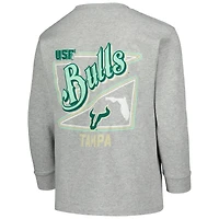 T-shirt gris à manches longues avec script rétro des Bulls de Floride du Sud pour jeunes