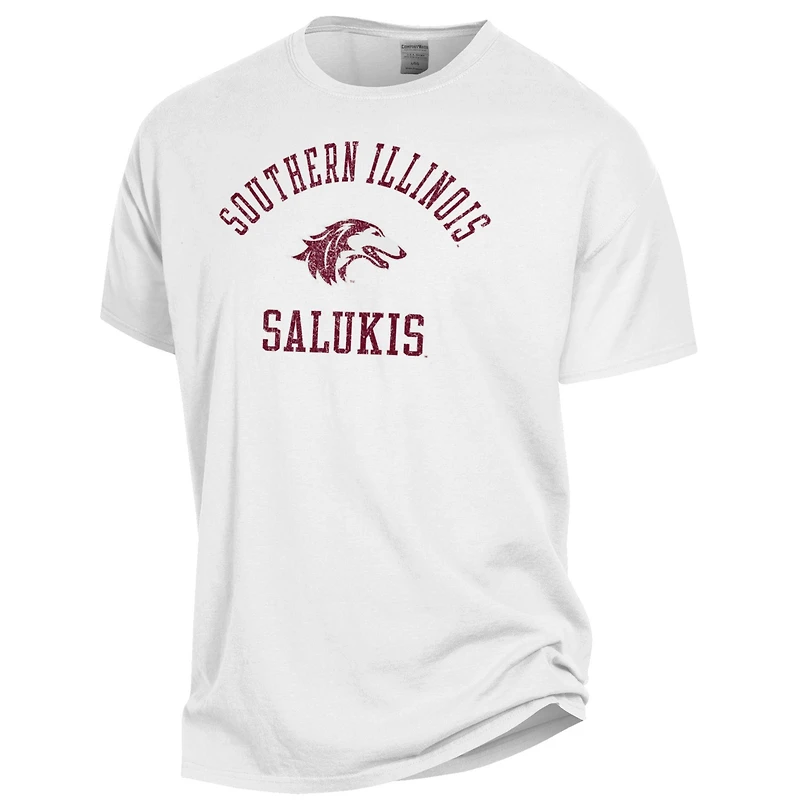Men's ComfortWash White Southern Illinois Salukis Arch Logo Garment Dyed T-Shirt