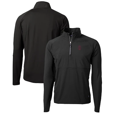 Pull-over hybride recyclé à fermeture éclair quart de tour pour homme, motif Salukis du sud l'Illinois, Cutter & Buck, noir, Adapt Eco Knit
