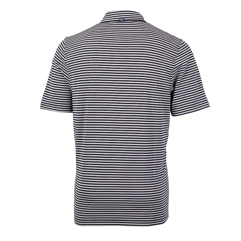 Men's Cutter & Buck Black Southern Illinois Salukis Big Tall Team Logo Virtue Eco Pique Stripe Recycled Polo