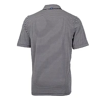 Men's Cutter & Buck Black Southern Illinois Salukis Big Tall Team Logo Virtue Eco Pique Stripe Recycled Polo