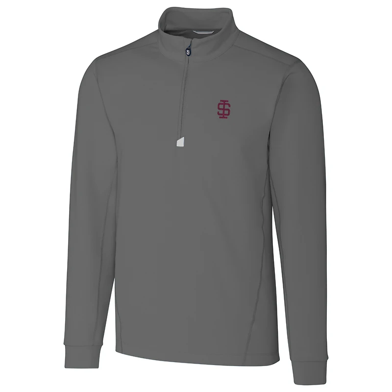 Men's Cutter & Buck Gray Southern Illinois Salukis Big Tall College Vault Traverse Quarter-Zip Pullover Jacket