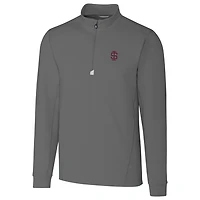 Men's Cutter & Buck Gray Southern Illinois Salukis Big Tall College Vault Traverse Quarter-Zip Pullover Jacket