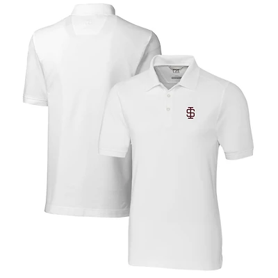 Men's Cutter & Buck White Southern Illinois Salukis Advantage Tri-Blend DryTec Pique Polo