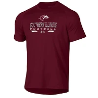 T-shirt technique Under Armour bordeaux pour homme, équipe de football américain des Salukis l'Illinois du Sud