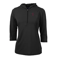 Women's Cutter & Buck Black Southern Illinois Salukis Vault Virtue Eco Pique Recycled Half-Zip Pullover Hoodie