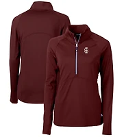 Women's Cutter & Buck Maroon Southern Illinois Salukis Adapt Eco Knit Stretch Recycled Half-Zip Pullover Top