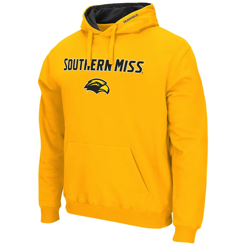 Men's Colosseum Gold Southern Miss Golden Eagles Arch and Logo Pullover Hoodie