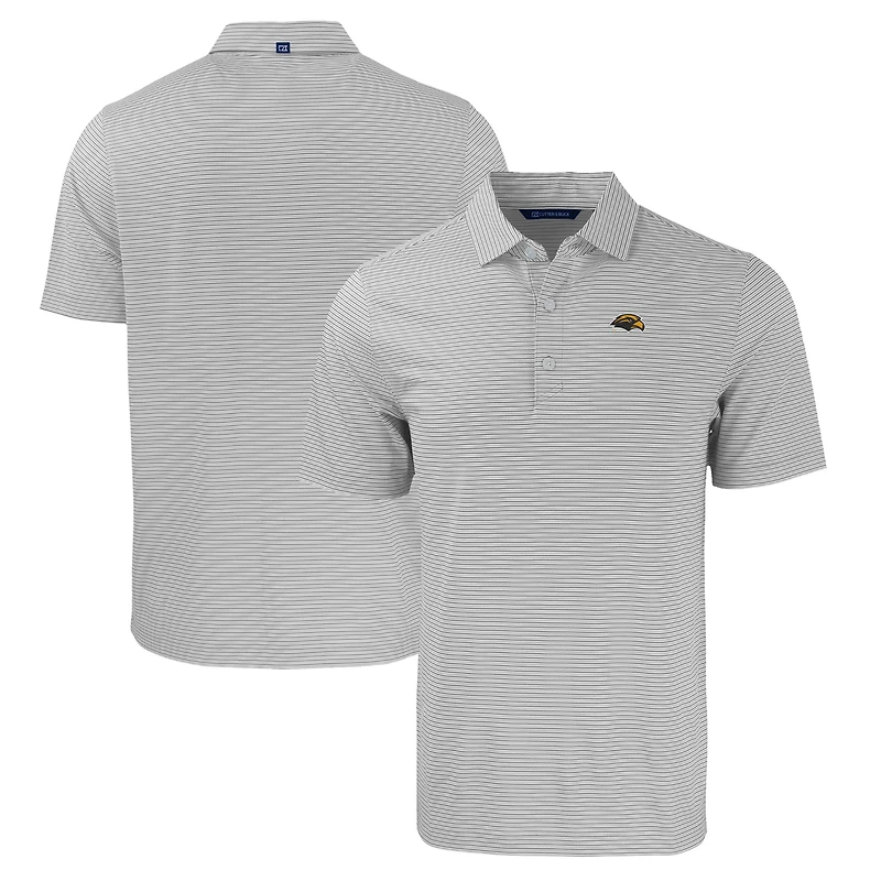 Polo recyclé extensible à double rayure Forge Eco pour homme, gris/blanc, des Golden Eagles de Southern Miss, coupe et buck, taille grande