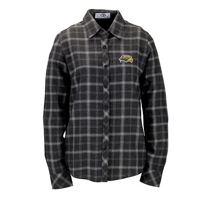 Women's Charcoal Southern Miss Golden Eagles Brewer Flannel Button-Down Long Sleeve Shirt