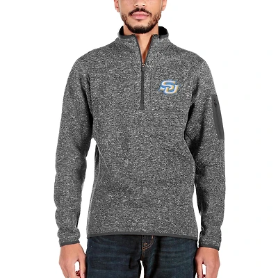 Men's Antigua Charcoal Southern University Jaguars Fortune Quarter-Zip Pullover Jacket