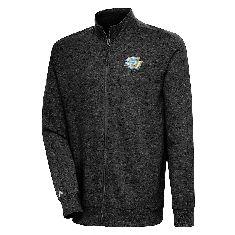 Veste zippée intégrale Antigua Heather Black pour homme, modèle Southern University Jaguars Action