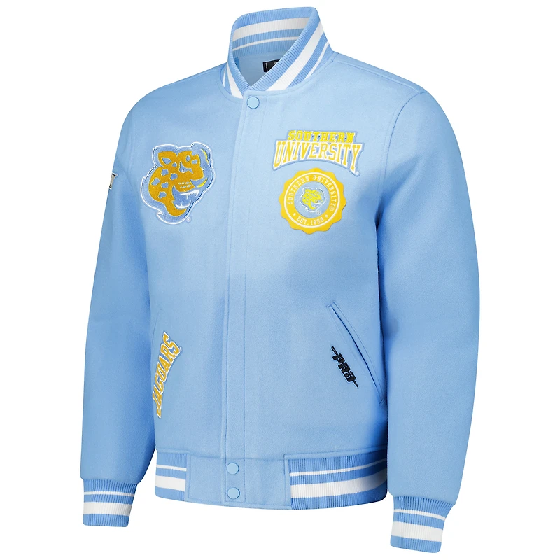 Veste entièrement zippée en laine Pro Standard pour hommes, bleu clair, Southern University Jaguars Crest