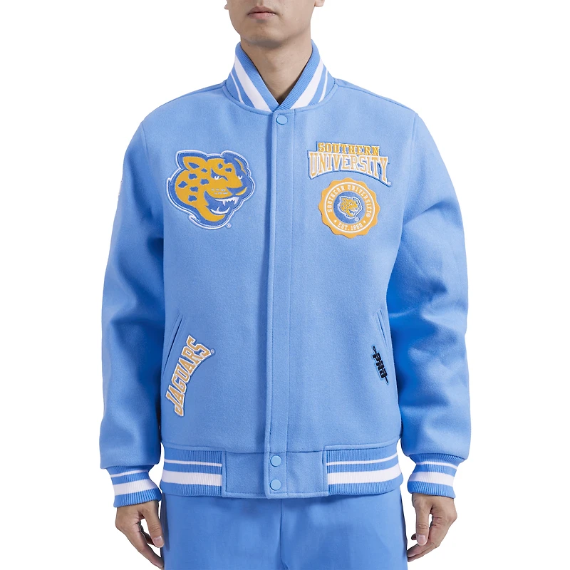 Men's Pro Standard Light Blue Southern University Jaguars Crest Wool Full-Zip Jacket