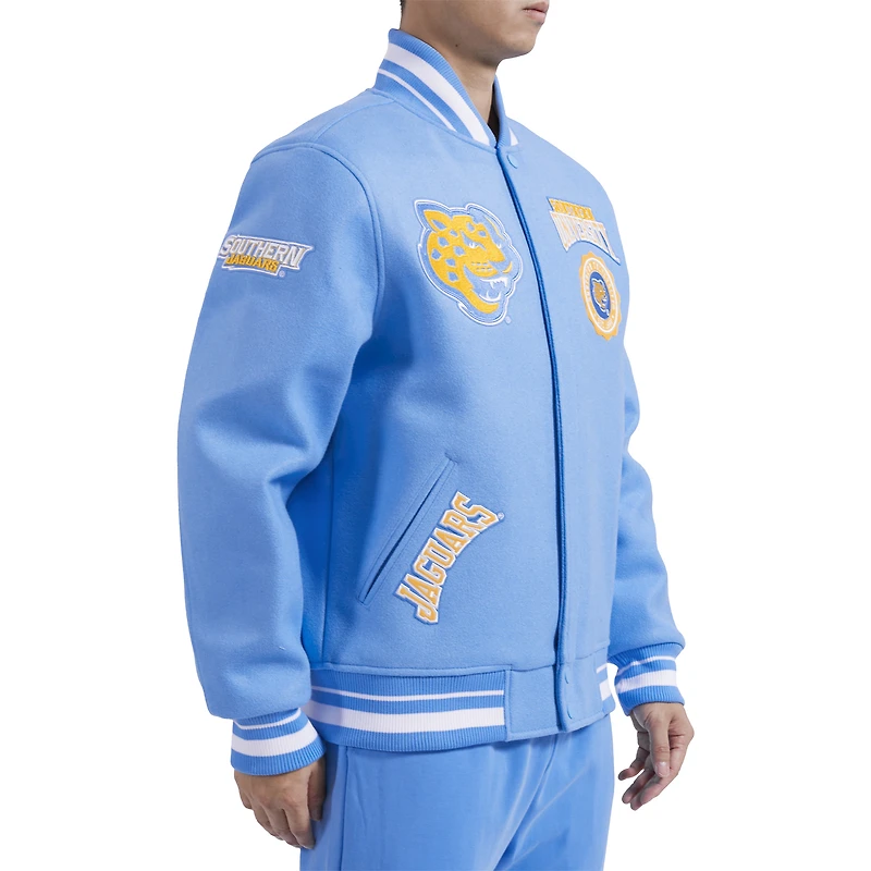 Veste entièrement zippée en laine Pro Standard pour hommes, bleu clair, Southern University Jaguars Crest