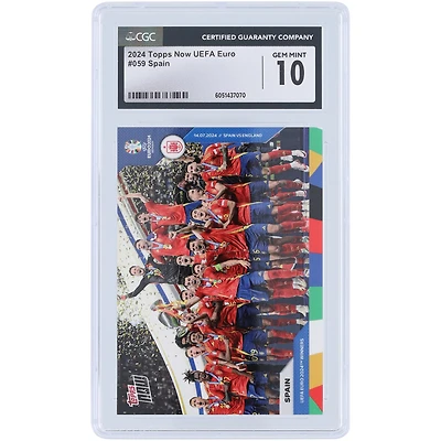 L'équipe nationale espagnole 2024 Topps est désormais vainqueur de l'UEFA Euro 2024 #59 CGC Carte authentifiée 10