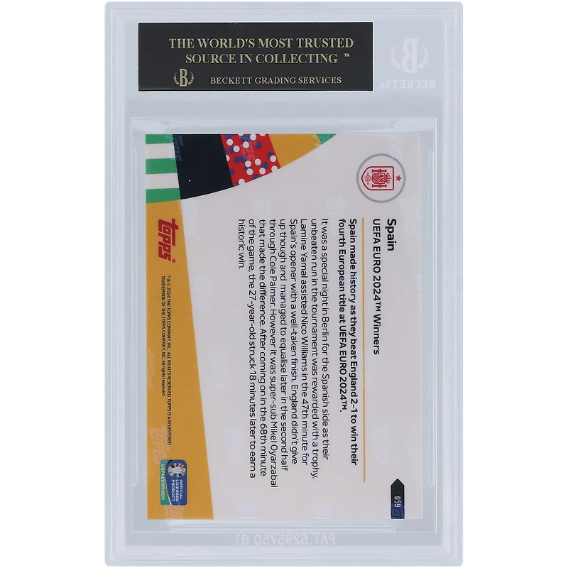 L'équipe nationale espagnole 2024 Topps remporte désormais l'UEFA Euro 2024 14.07.24 Black Label #59 BGS Carte 10 authentifiée - Sous-catégories 10,10,10,10